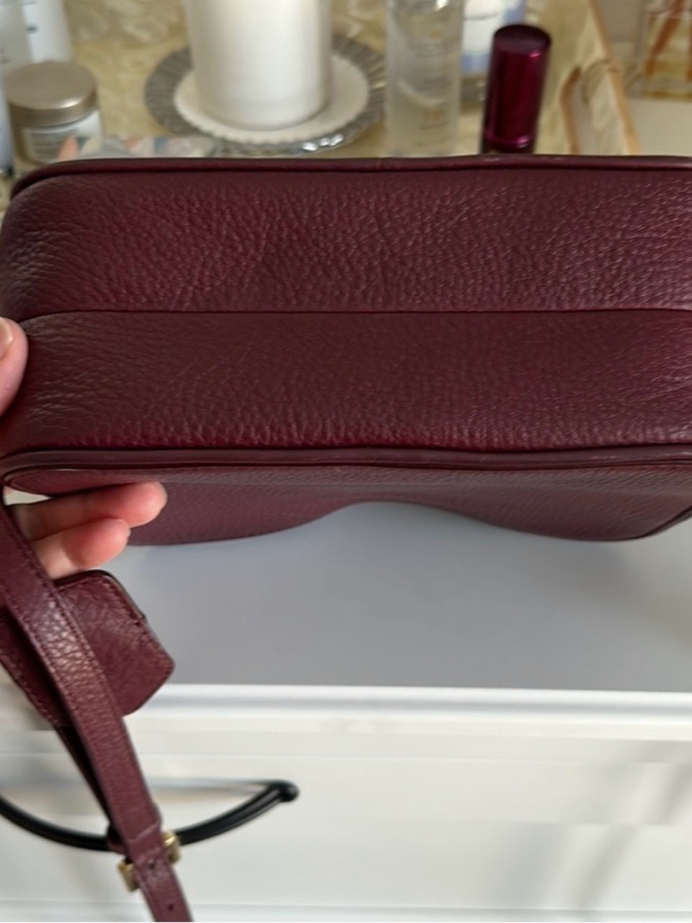 Tory Burch Wine Red Pebbled Leather Double-Zip Crossbody - Picture 8 of 8